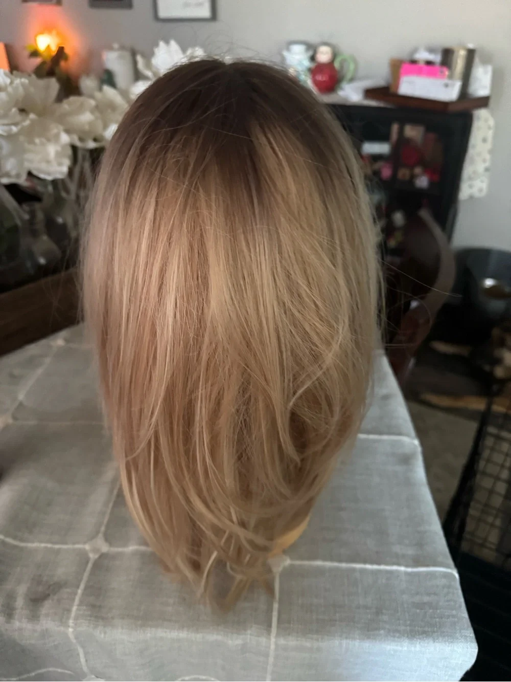 Natural Light Blonde Layered Wig with Bangs - Women Hair